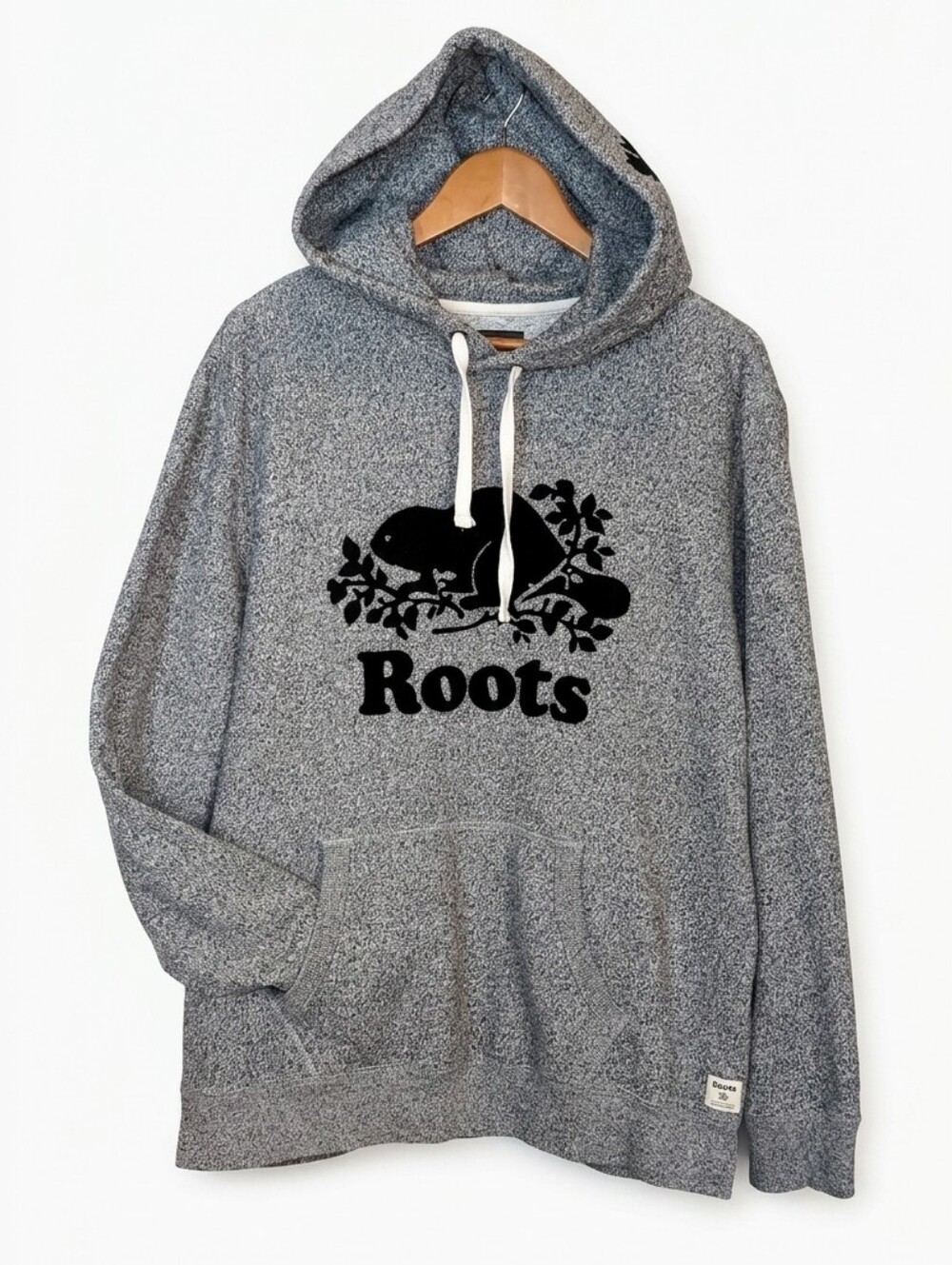 ROOTS Salt & Pepper Original Kanga Hoodie Grey Black Mens Size XL Sweatshirt